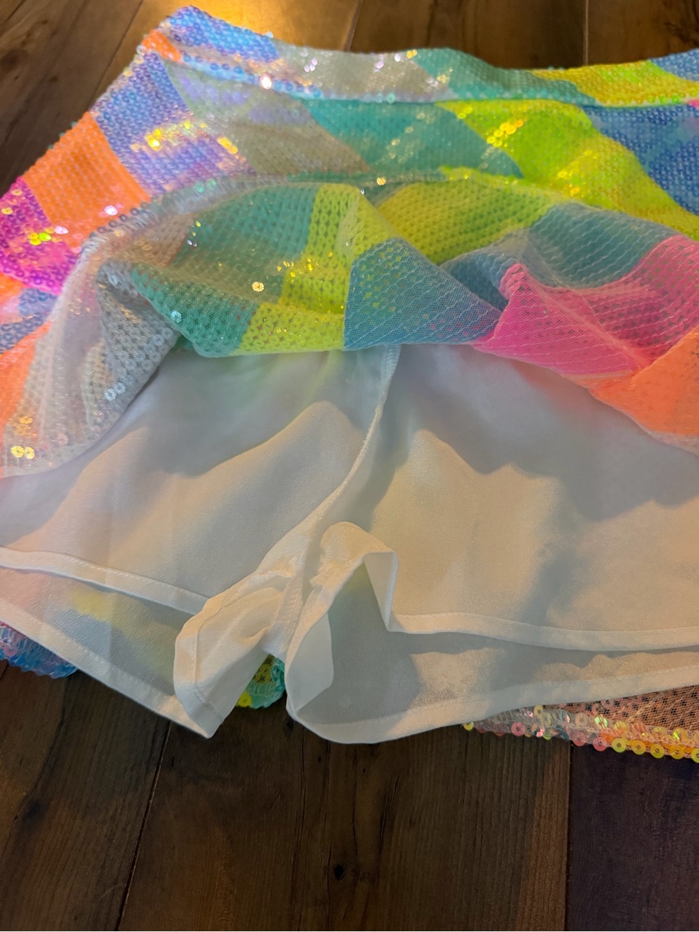 Queen of Sparkles | Neon Rainbow Sequin Skort | S - Picture 7 of 12
